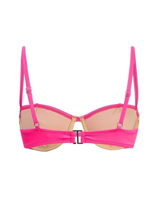 Fleur du Mal Synthetic Unlined Balconette Bikini Top in Pink - Lyst