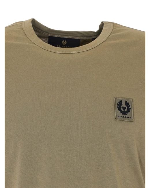 Belstaff Green Logo-Patch Crew-Neck T-Shirt for men
