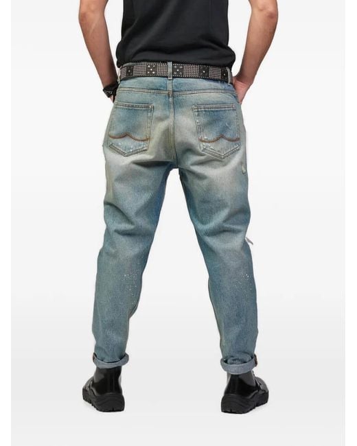 HTC Blue Distressed Loose-Fit Jeans for men