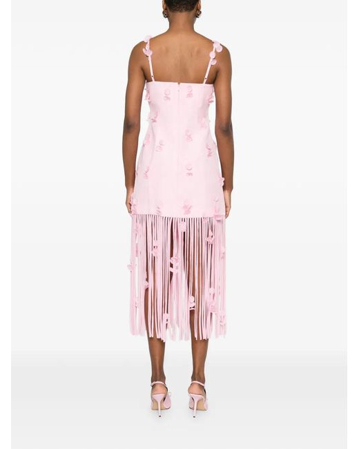 Jonathan Simkhai Pink Robe Mi-Longue Frangée À Fleurs