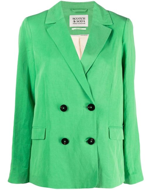 Scotch & Soda Doublebreasted Blazer in Green Lyst
