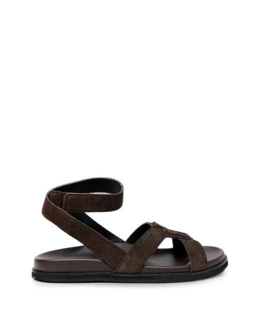 Boss Black Logo-Patch Touch-Strap Sandals