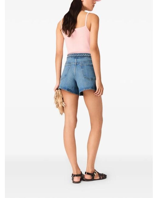 Maje Blue Braided Denim Shorts