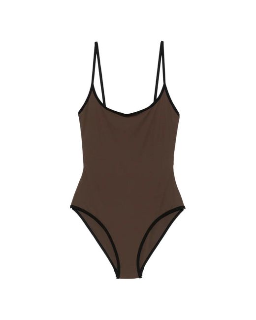 Totême  Brown Maillot De Bain À Bords Contrastants