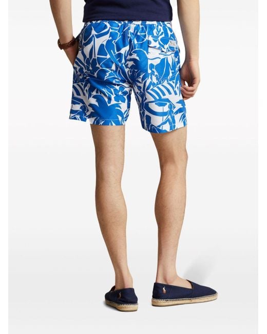 Polo Ralph Lauren Traveller Illustration-print Swim Shorts in Blue for ...