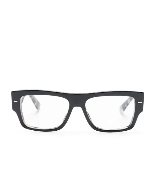 Dolce & Gabbana Black Logo Engraved Rectangle-Frame Glasses for men