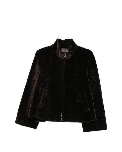 Manzoni 24 Black Zip-Up Shearling Jacket