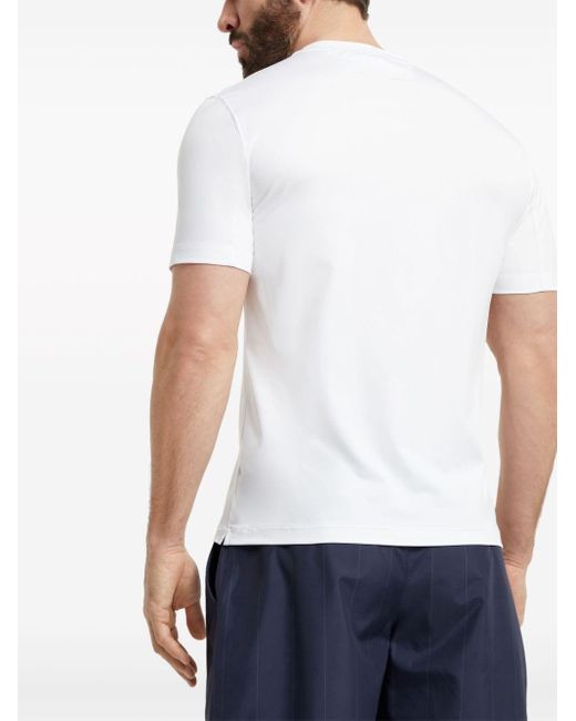 T-shirt con applicazione di Brunello Cucinelli in White da Uomo