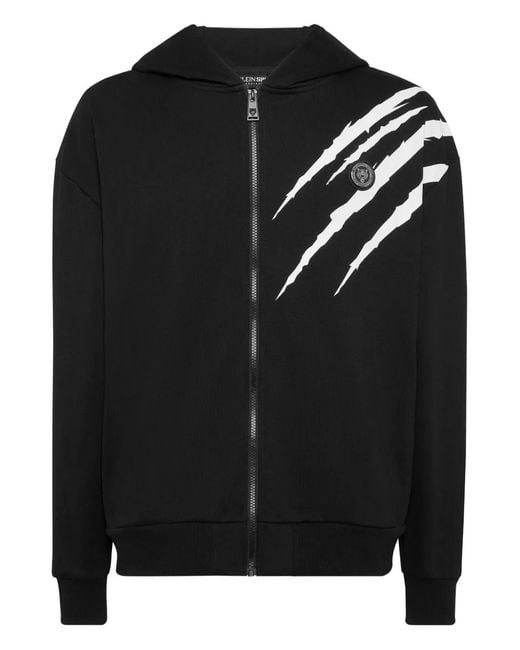 Philipp Plein Black Zip Scratch Jacket for men