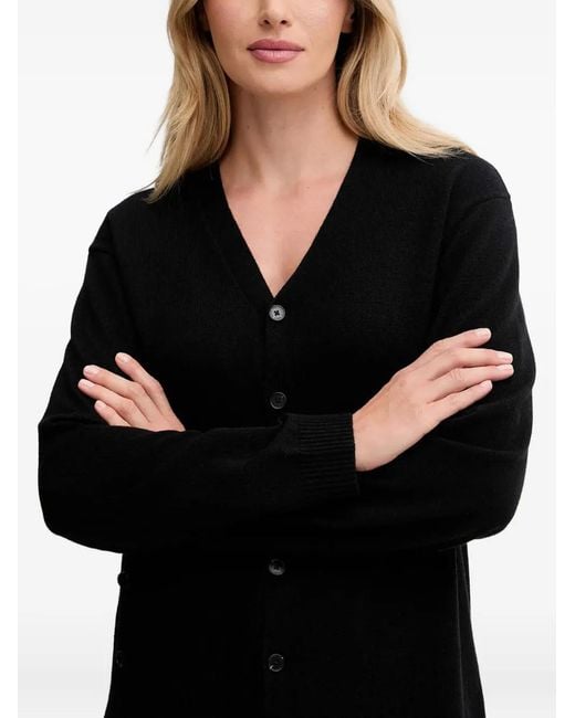 Isabelle Blanche Black Button-Up V-Neck Cardi-Coat