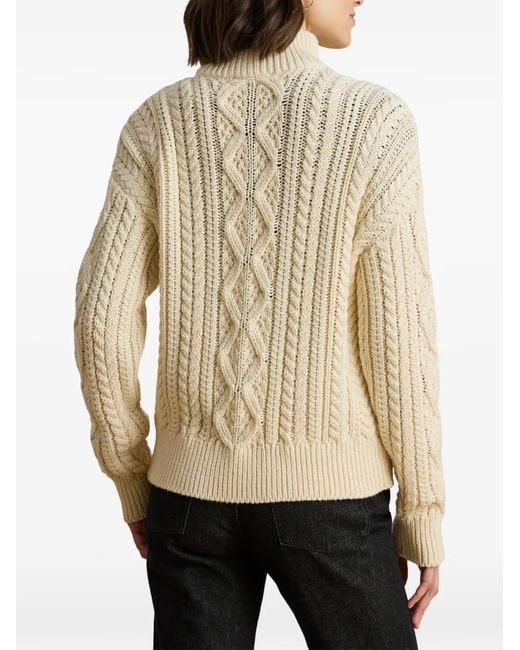 Ralph Lauren Natural Cable-Knit Quarter-Zip Sweater