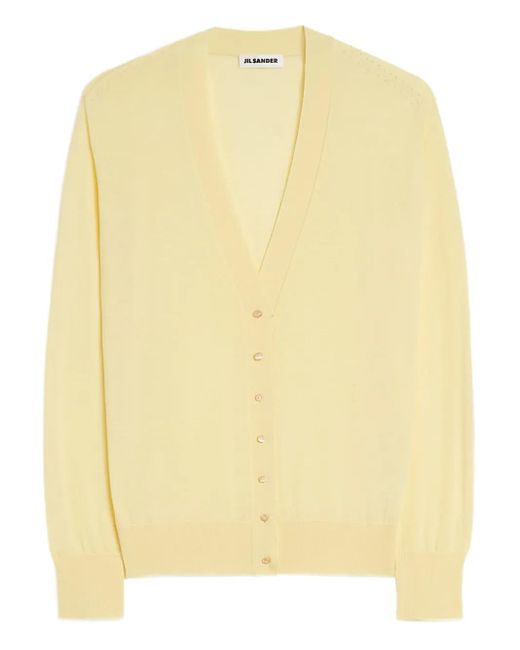 Jil Sander Yellow V-Neck Cardigan