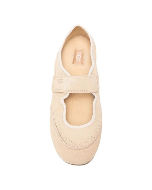 Ugg Natural Mary Jane Touch-Strap Suede Ballet Flats
