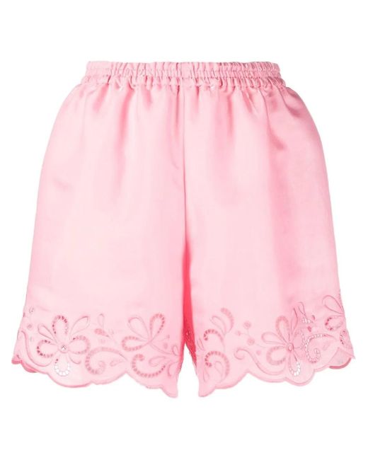 Boutique Moschino Pink Lace-Trimmed Shorts