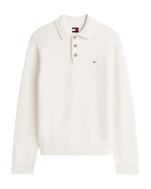 Tommy Hilfiger White Collared Sweater for men