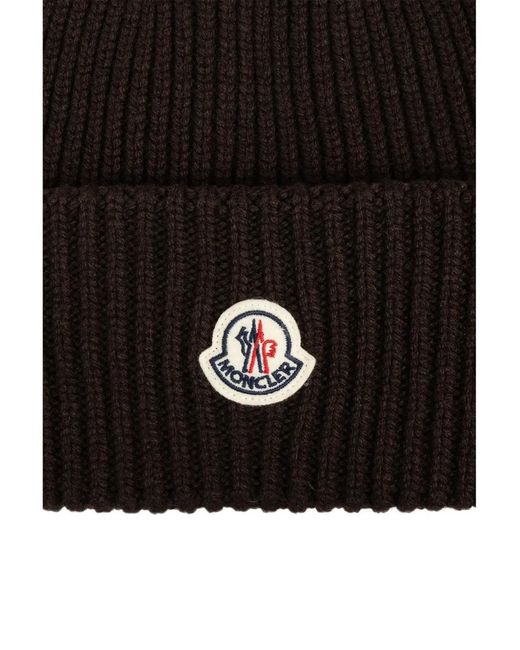 Gorro Con Parche Del Logo Moncler de color Black