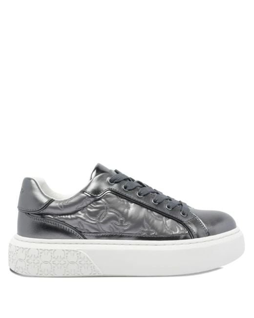 Pinko Gray Metallic Platform Sneakers