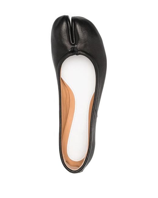 Maison Margiela Black Tabi Leather Ballerina Shoes