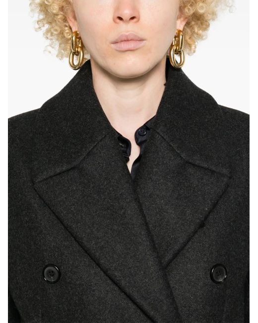 Totême  Black Double-Breasted Coat