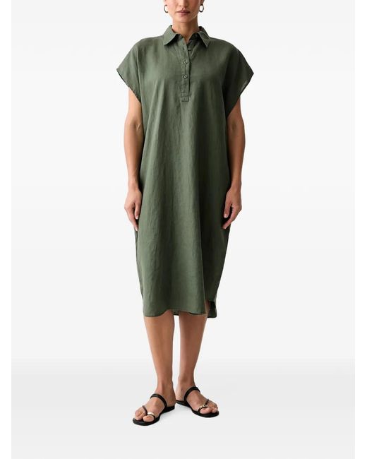 Benetton Green Short-Sleeved Midi Shirt Dress