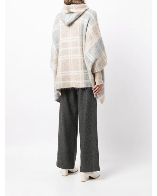 Brunello Cucinelli Natural Batwing Tartan Cropped Jacket