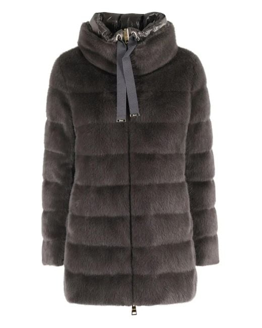 Herno Black Quilted High-Neck Coat