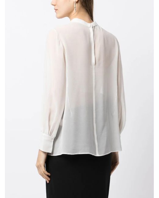 Shiatzy Chen White Mulberry Silk Lace-Appliqué Shirt