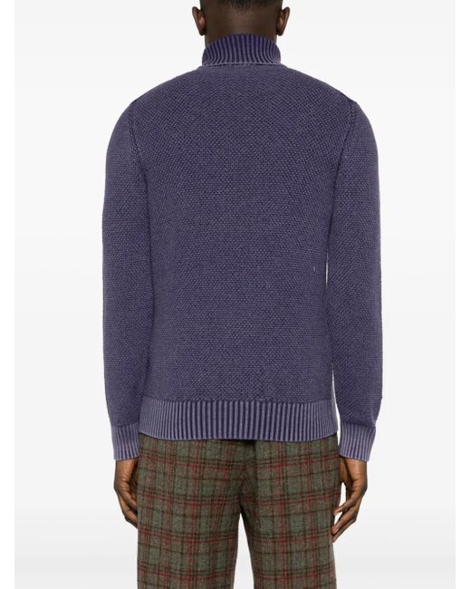 Circolo 1901 Blue Roll-Neck Virgin Wool Jumper for men