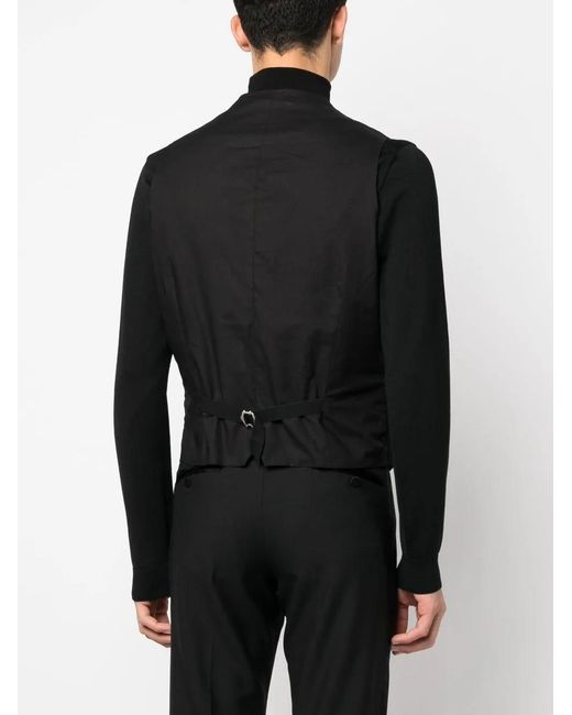 Tagliatore Black Single-Breasted Panelled Waistcoat for men