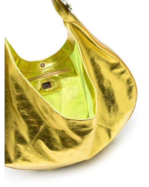 Genny Yellow Oversized Metallic-effect Shoulder Bag