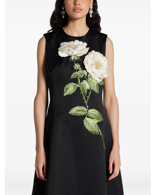 LEO LIN Black Cleo Flower-Embellished Sleeveless Dress