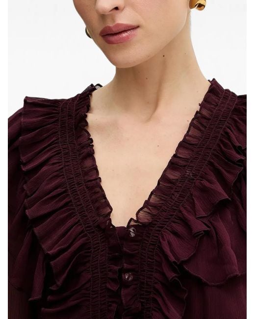 Morgan Purple Ruffled Long-Sleeve Mini Dress