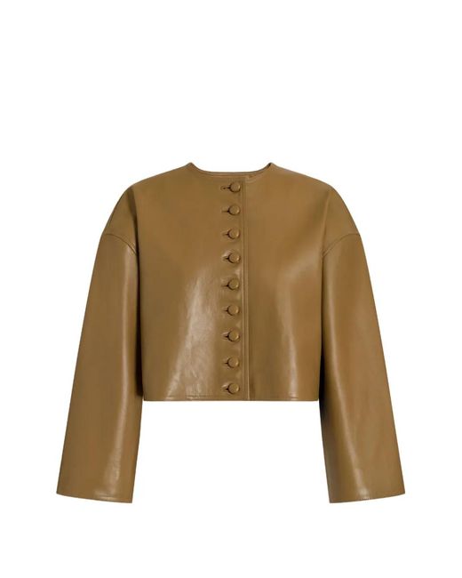 Alberta Ferretti Natural Buttoned Leather Jacket