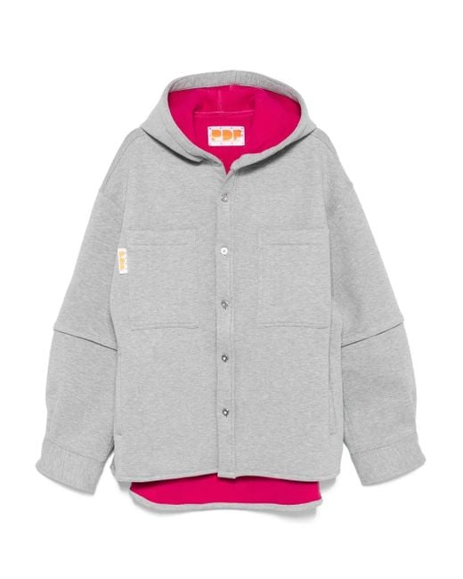 PDF Gray Hooded Logo-Detail Jacket for men