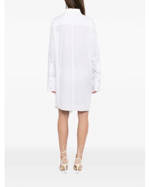 Helmut Lang White Asymmetric Shirt Dress