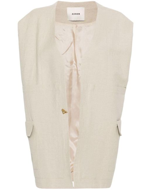 Open-front textured vest di Aeron in Natural