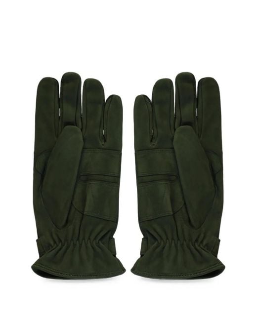 Moorer Green Button-Strap Pintuck-Detail Gloves for men