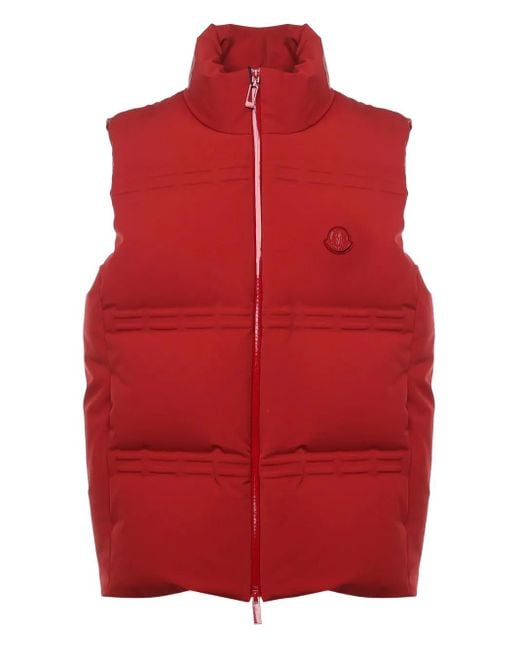 Moncler Red Logo-Patch Padded Jacket