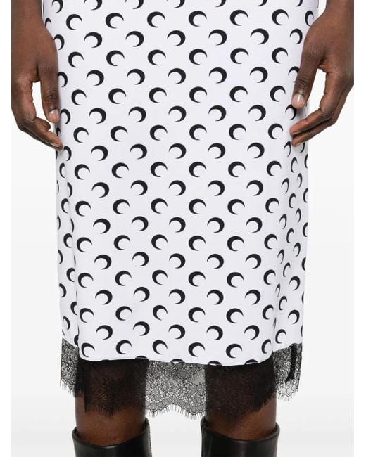 MARINE SERRE White Crescent Moon Bustier Midi Dress