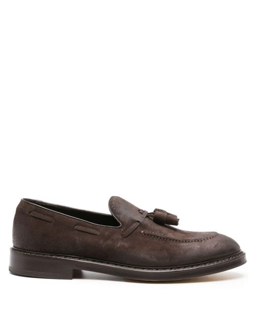 Doucal's Brown Tassel-detail Suede Loafers for men