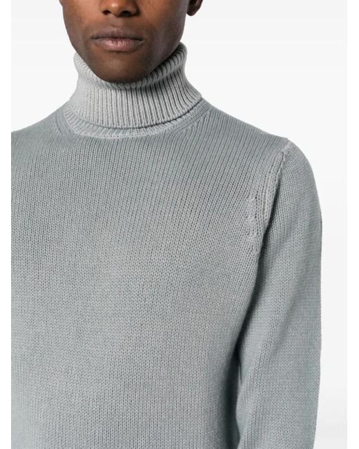 Dell'Oglio Gray Roll-Neck Knit Jumper for men