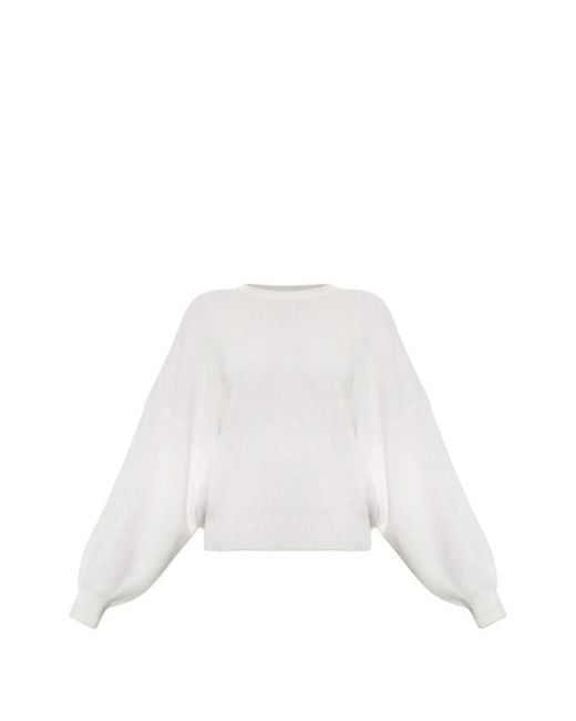 Lisa Yang White Veira Balloon-Sleeve Sweater