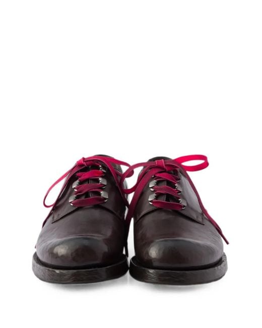Prada Brown Antiqued-Leather Lace-Up Shoes for men