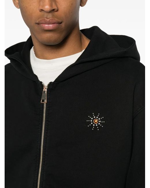 HTC Black Embellished Zip-Up Hoodie for men