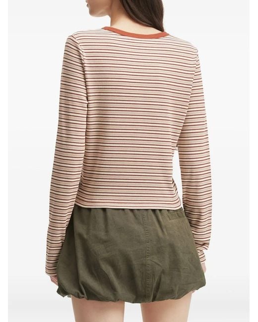Chocoolate Natural T-Shirt Rayé À Manches Longues