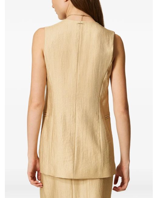 Twinset Natural Laminated Waistcoat With Ties