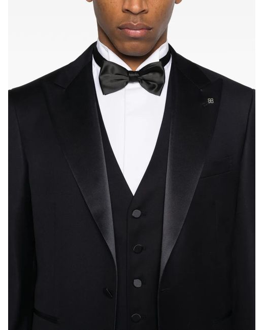 Tagliatore Black Shawl Collar Single-Breasted Suit (Set Of Three) for men