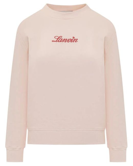 Lanvin Pink Sweatshirt Logo Manuscrit Bouclette