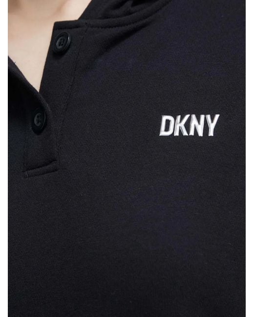 DKNY Black Button-Placket Hoodie