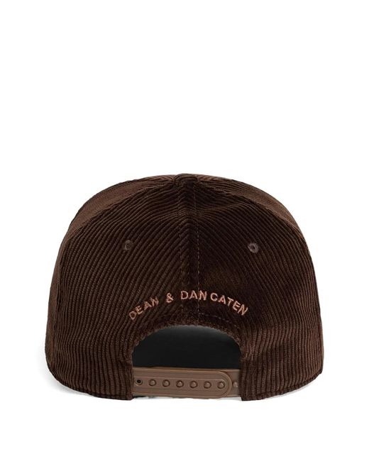 DSquared² Brown Maple Leaf Corduroy Cotton Baseball Cap for men
